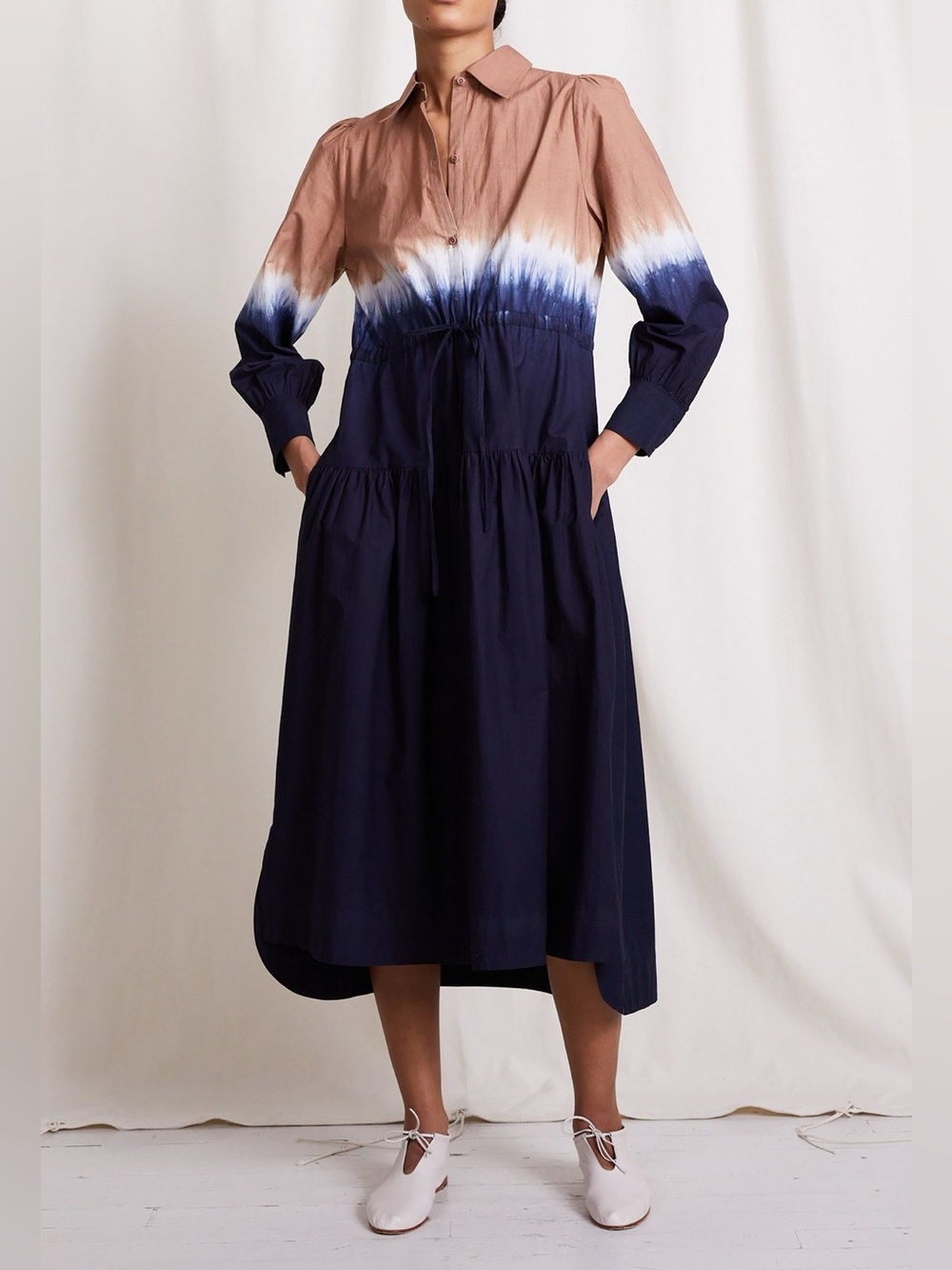 APIECE APART Organic Cotton oversized Tie Dye Shibori Zabeta Shirt Dress